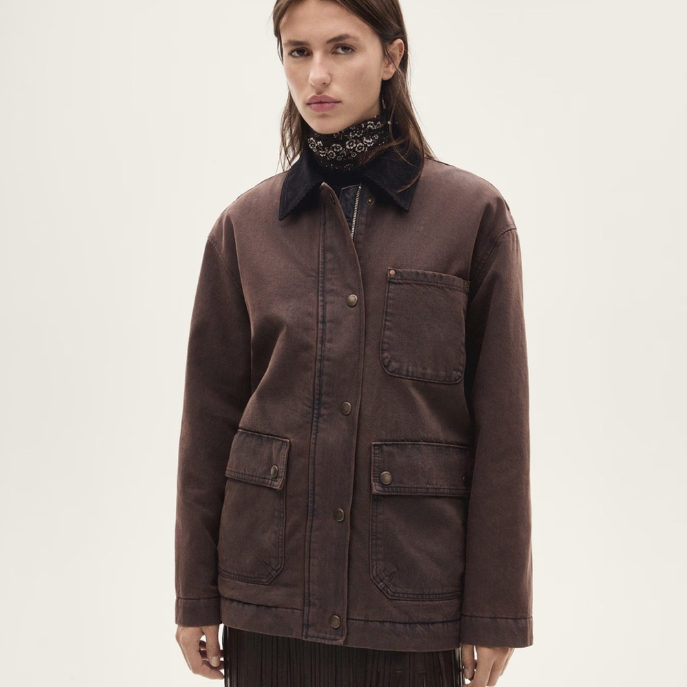 NWT Mango Collared Denim Utility Jacket